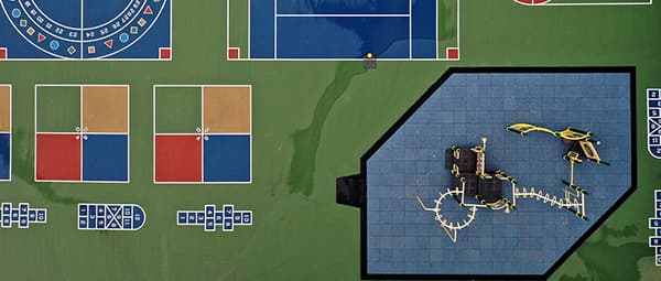 Aerial view of an empty playground
