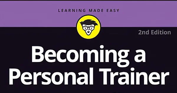 Book cover for a personal trainer guide with a cartoon mascot and "Learning Made Easy" text