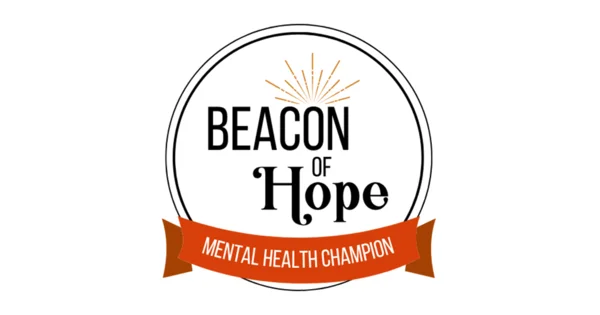Logo for Beacon of Hope with a mental health champion banner