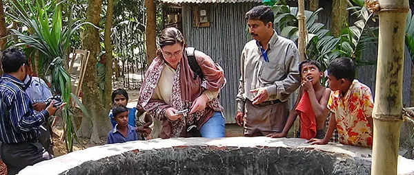 Prof. Molly Kile measuring arsenic levels in Bangladesh well