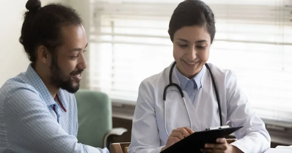 patient talking to doctor