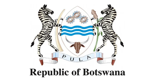 The official Coat of Arms of the Republic of Botswana, symbolizing the nation's industry, agriculture, and wildlife.