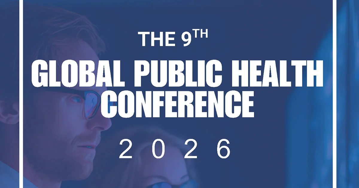 Conference banner: The 9th Global Public Health Conference 2026. Focuses on bringing people together for global health solutions.